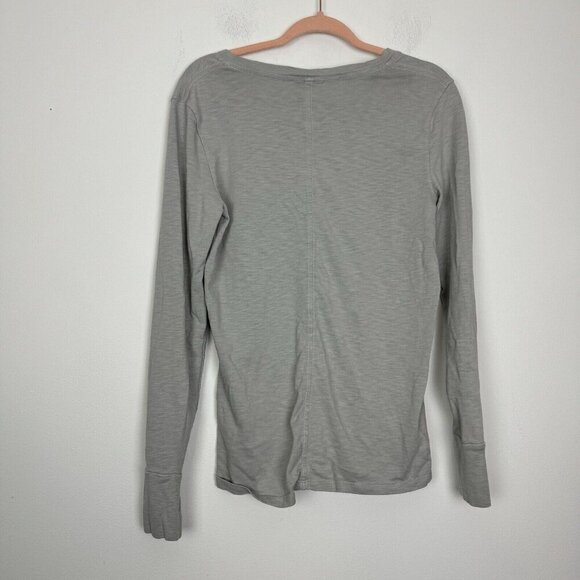 American Giant Shirt Womens Med Long Sleeve Gray V Neck Casual Warm Made in USA - Picture 6 of 6